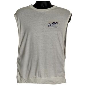 Vintage Club Med Le Club Cancun Muscle Tee Sleeveless Shirt White Men's